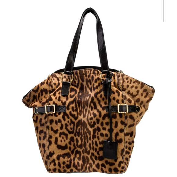 Yves Saint Laurent Handbags - Yves Saint Laurent Rive Guache Leopard Printed Pony Hair Downtown Tote